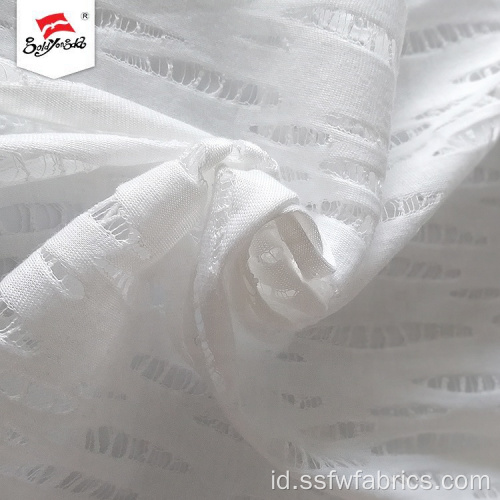 Putih 100% Polyester Jacquard Fabric Untuk Gaun